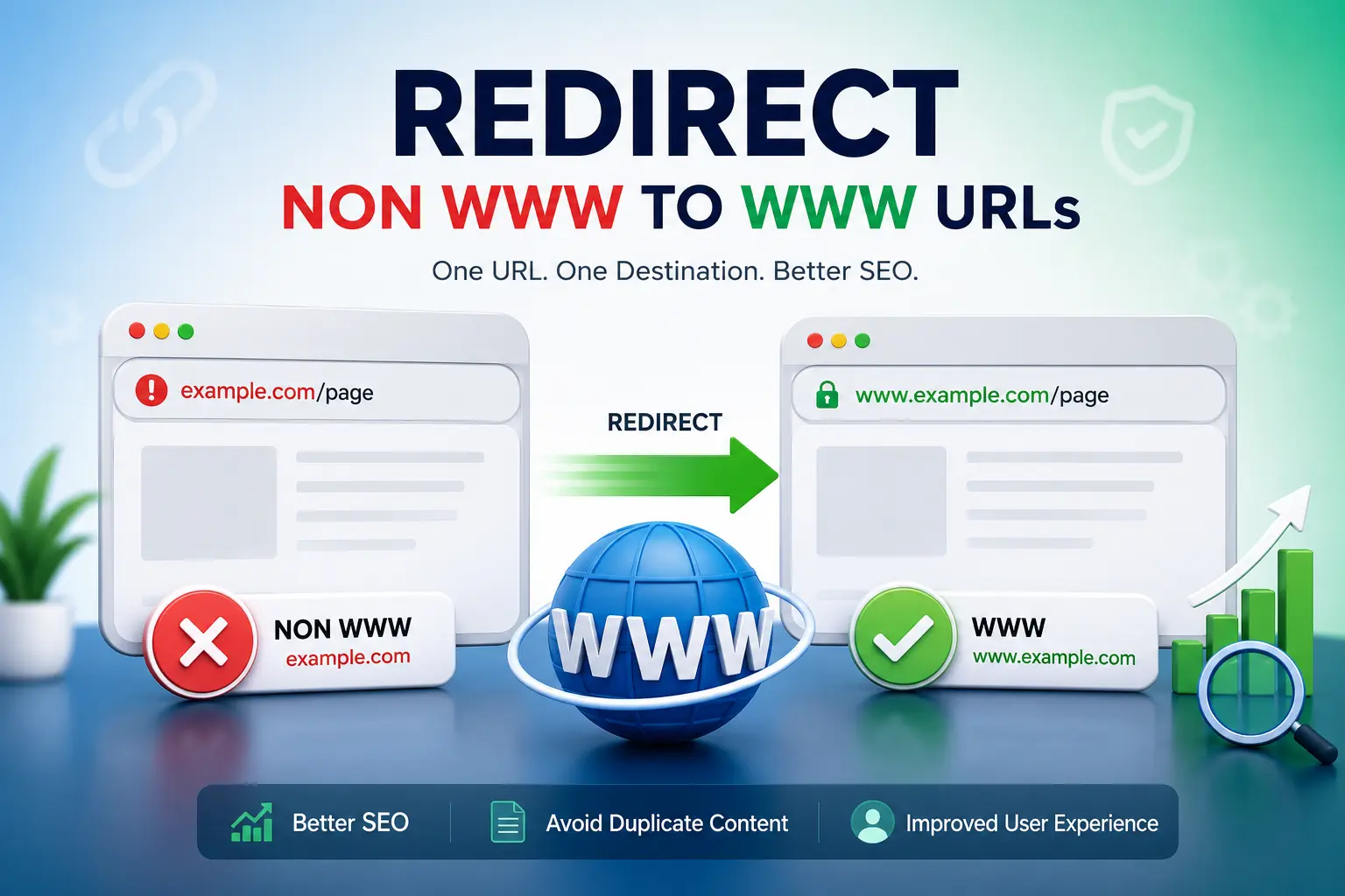 Redirect non www to www URLs